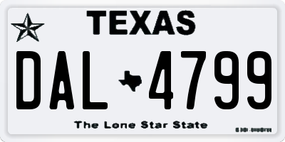 TX license plate DAL4799