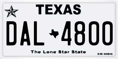 TX license plate DAL4800