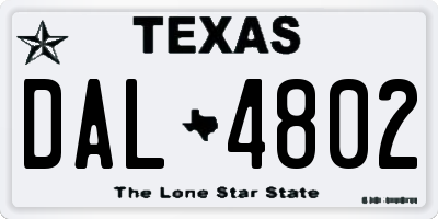 TX license plate DAL4802