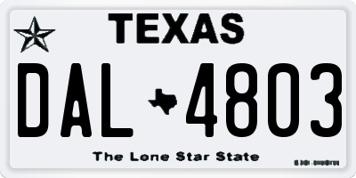 TX license plate DAL4803