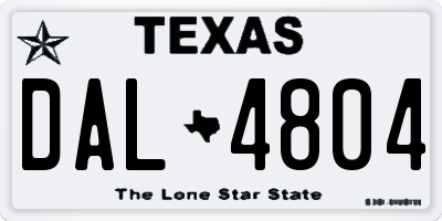 TX license plate DAL4804