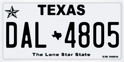 TX license plate DAL4805
