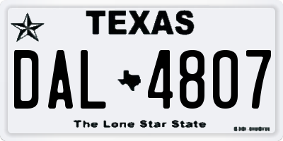 TX license plate DAL4807