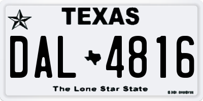 TX license plate DAL4816