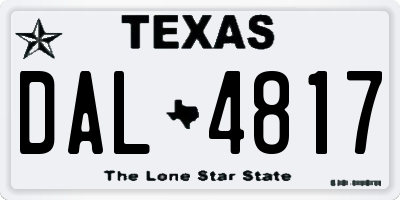 TX license plate DAL4817