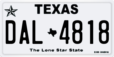 TX license plate DAL4818