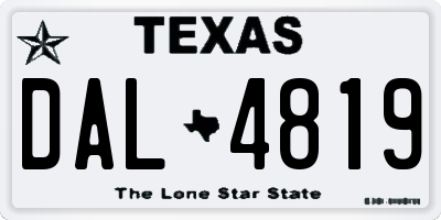 TX license plate DAL4819