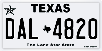 TX license plate DAL4820