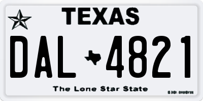 TX license plate DAL4821
