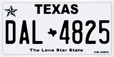 TX license plate DAL4825