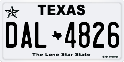 TX license plate DAL4826