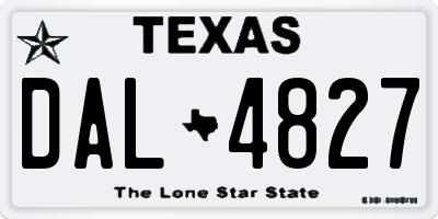 TX license plate DAL4827