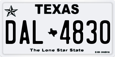 TX license plate DAL4830