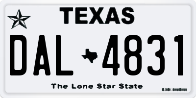 TX license plate DAL4831