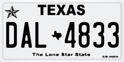 TX license plate DAL4833