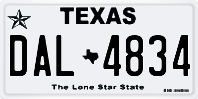 TX license plate DAL4834