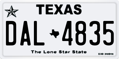 TX license plate DAL4835