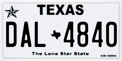 TX license plate DAL4840