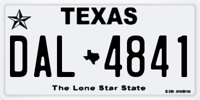 TX license plate DAL4841