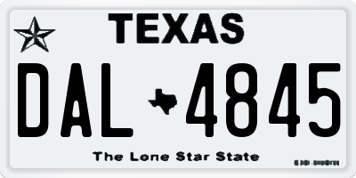 TX license plate DAL4845