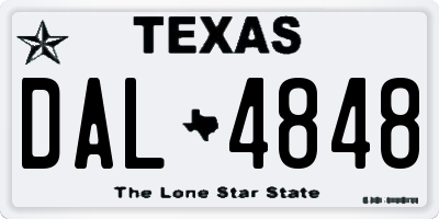 TX license plate DAL4848