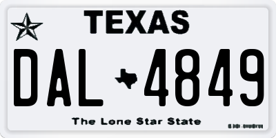 TX license plate DAL4849