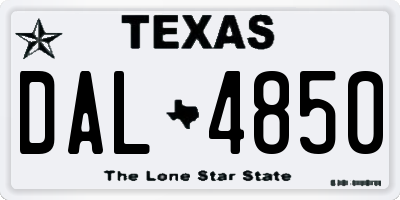 TX license plate DAL4850