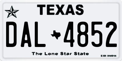 TX license plate DAL4852
