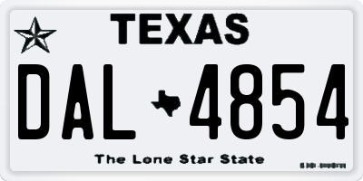 TX license plate DAL4854