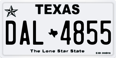 TX license plate DAL4855