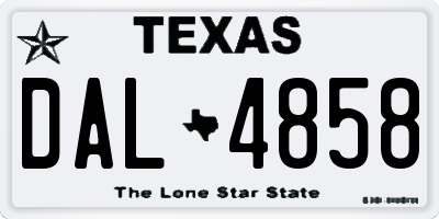 TX license plate DAL4858