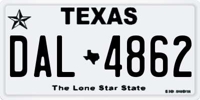 TX license plate DAL4862