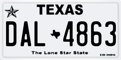 TX license plate DAL4863