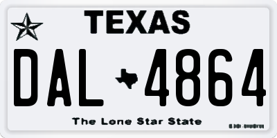 TX license plate DAL4864