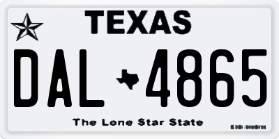 TX license plate DAL4865