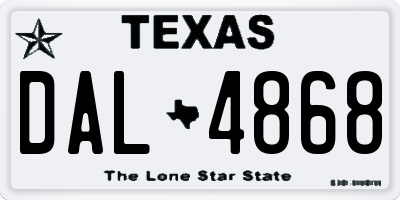 TX license plate DAL4868