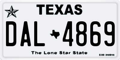 TX license plate DAL4869
