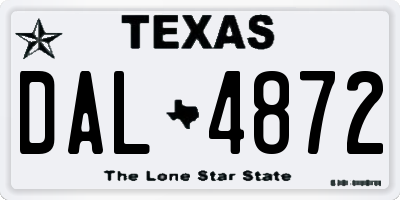 TX license plate DAL4872