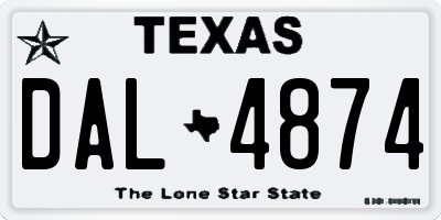 TX license plate DAL4874