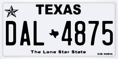 TX license plate DAL4875