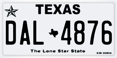TX license plate DAL4876