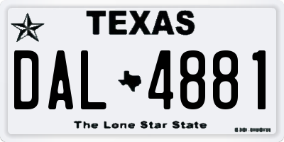 TX license plate DAL4881