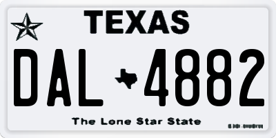 TX license plate DAL4882