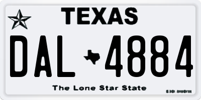 TX license plate DAL4884