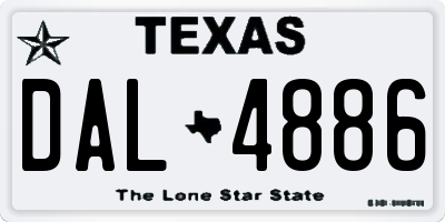 TX license plate DAL4886