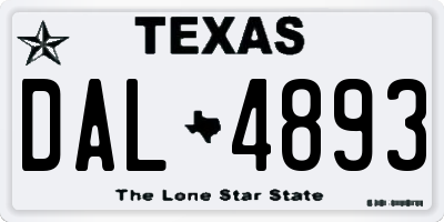 TX license plate DAL4893