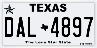 TX license plate DAL4897