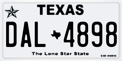 TX license plate DAL4898