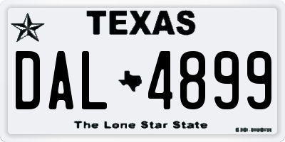 TX license plate DAL4899