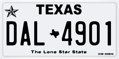 TX license plate DAL4901